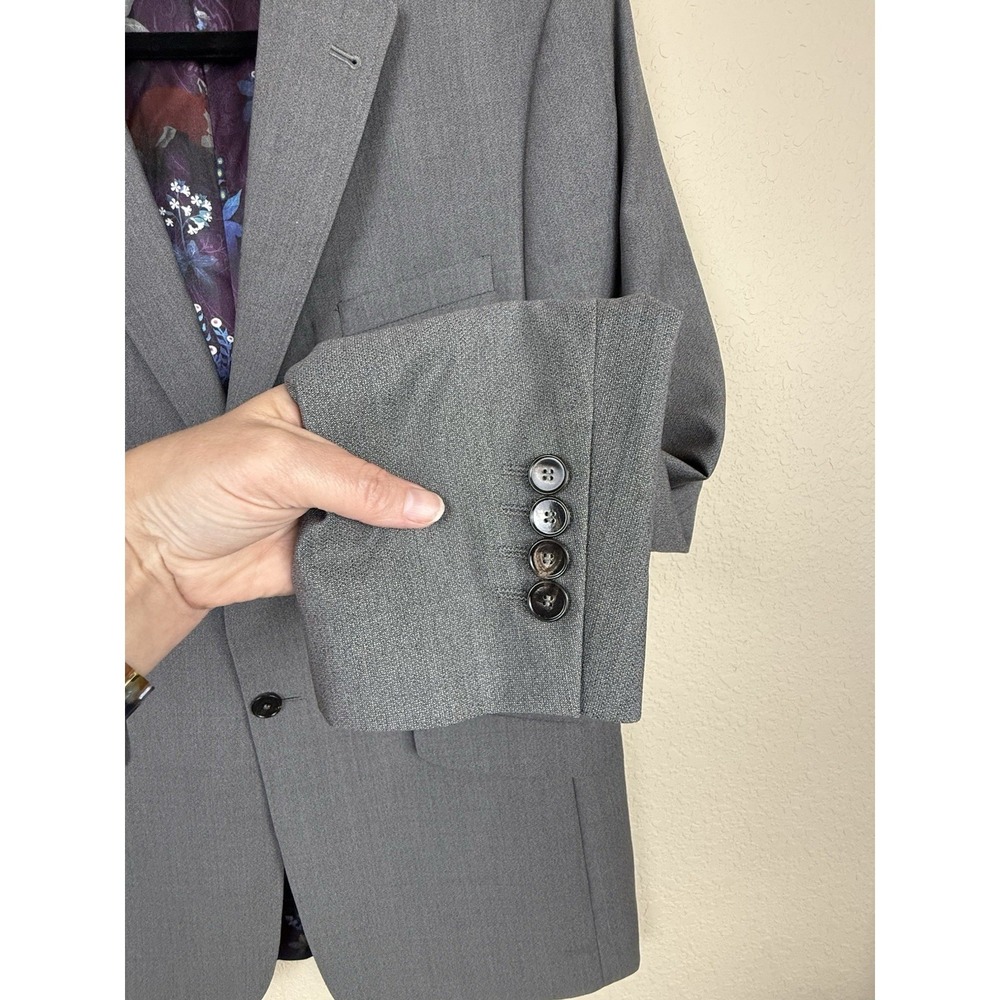 Ted Baker Endurance 42L Gray 100% Wool Surgeon Cuff Sport Coat Blazer Modern Fit - Picture 9 of 16